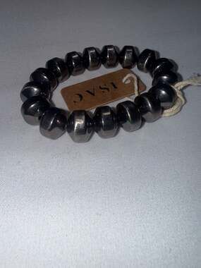 ISAC Faceted Hematite Bead Stretch Bracelet